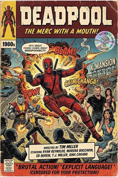 ESLEM Marvel Deadpool Poster Vintage Çizgi Roman Afişi Genç Odası Dekor Kalın...