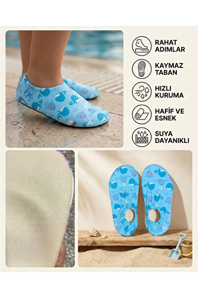 MAVİ BONCUKK Boys' Sea Shoes with Non-Slip Soles for Pool and Beach