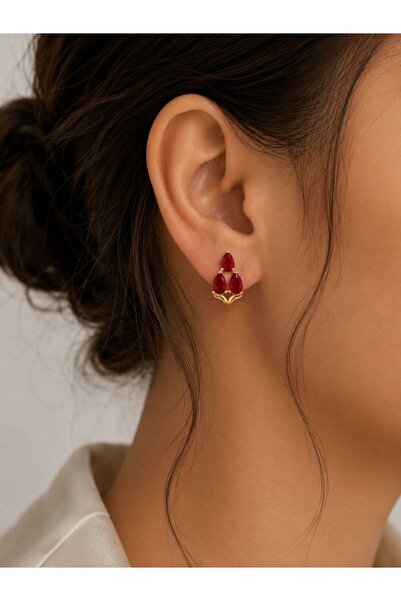 XUPING JEWELRY Damla Kesim Renkli Taşlı Xupıng Çelik Küpe