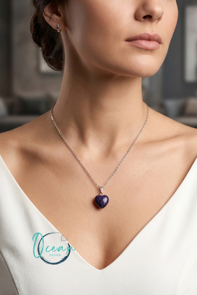 OceanDesign Ocean Design Sparkling Night Blue Star Stone Heart Women's Neckla...