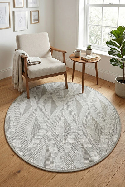 Bonny Home Modern Dekoratif Yuvarlak Salon Yatak Odası Halısı Rölyef Dokulu Ş...