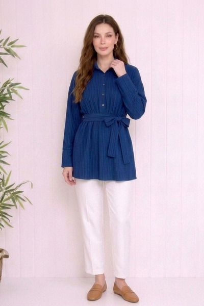 Asya Karen Drawstring Belted Muslin Tunic