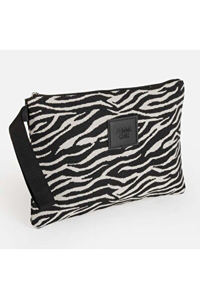 OEM Portfard de Vară Negru alb, material textil, Model Zebra, Dungi, Cu Fermo...