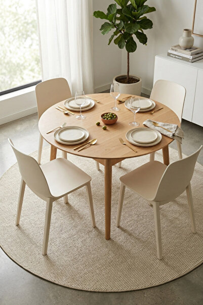 Bonny Home Yuvarlak Yemek Masası Altı Halısı | Kaymaz Modern Dekoratif Salon ...
