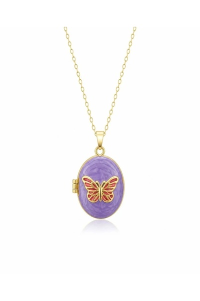 whiteandpurpledesign قلادة بغطاء فولاذي بتفاصيل على شكل فراشة