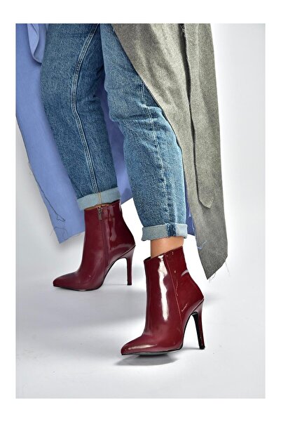 LC Waikiki Nevavm Burgundy Women's Boots with Difference N372524408