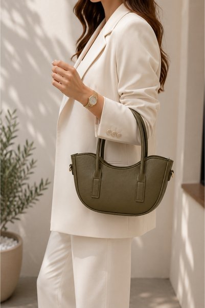 Arenmc store Women's Khaki Kayık Model Shoulder Bag Daily Cross Strap Handbag Width 36 Length 16 Depth 8