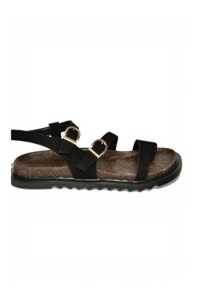 LC Waikiki Nevavm Black Women's Sandals with Difference Y250504002