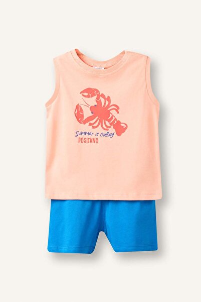 DeFacto Crocodile Patterned 2-Piece Light Blue Set for Baby Boy G8328A526Hs