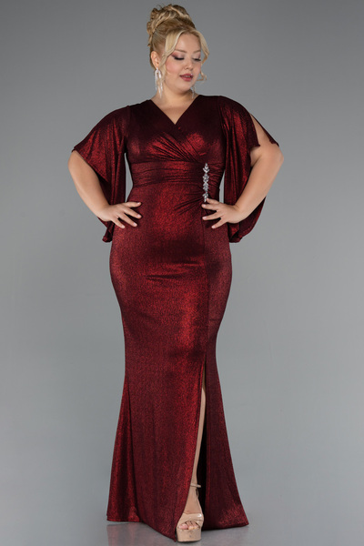 Efelif Short Sleeve Double Breasted Collar Long Plus Size Evening Dress Abu39715