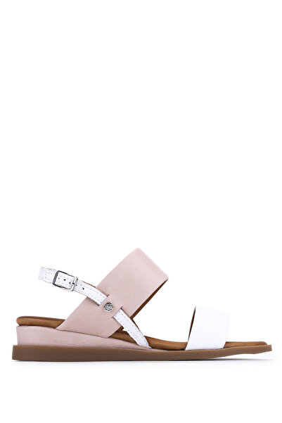 Women's Genuine Leather White Flat Sandals