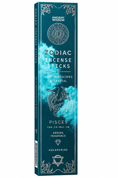 Namaruna Bețișoare parfumate Zodiac Pești - Arruda + Cristal de Acvamarin