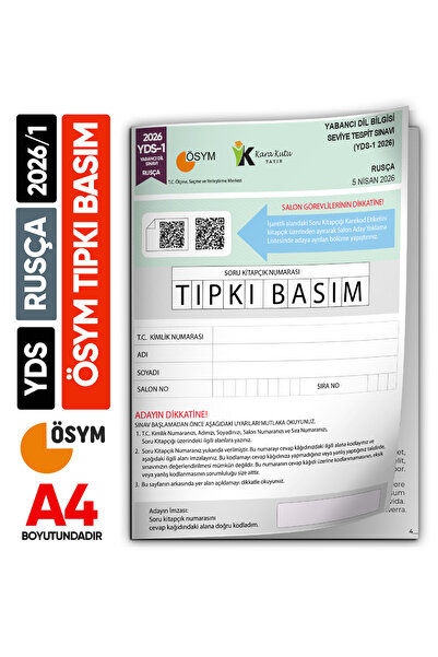 Karakutu Yayınları YDS Rusça 2026/1 Yabancı Dil Sınavı ÖSYM Tıpkı Basım Çıkmı...