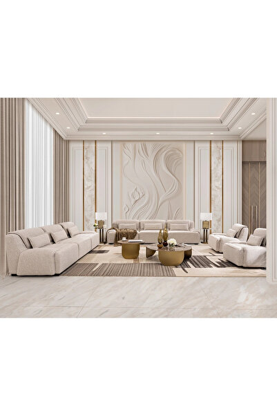 Midas Furniture طقم أريكة بوليستر 4 قطع 110×98×79 سم بيج