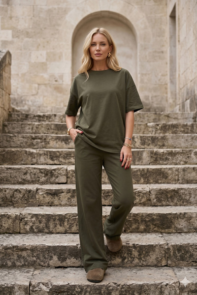 royal prime Women's Oversize Crew Neck T-Shirt and Pants Set
