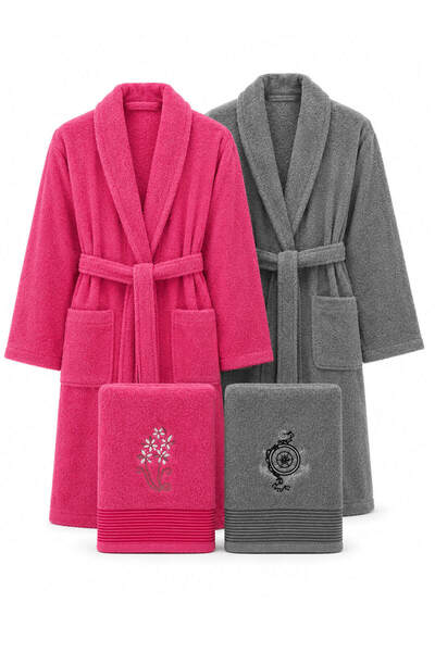 Elif Mira Set halate de baie pentru familie, 4 piese, din bumbac, pentru feme...