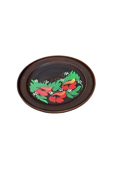 OEM Farfurie de pizza din lut roșu, model floral, 30 cm