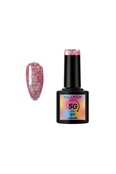 Elixir 5G GLITTER SEMI GEL (ΗΜΙΜΟΝΙΜΟ BΕΡΝΙΚΙ) - 1277 (ULTRA Pink) 8ML
