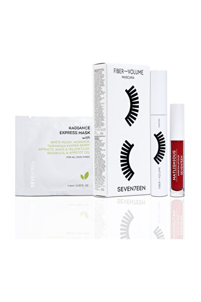 SEVENTEEN FIBER - VOLUME MASCARA + MINI MATLISHIOUS 10 + RADIANCE EXPRESS SAC...
