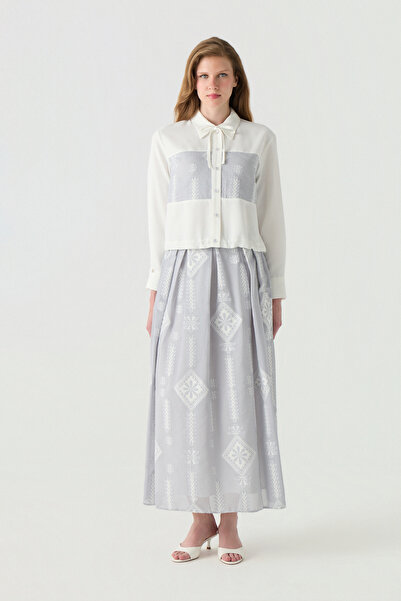 Zühre Lace Detailed Patterned Skirt Suit Azalea Suit 1755