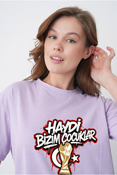 TREND EMMODA Tricou pentru femei, imprimat cu liliac, pentru fanii echipei na...