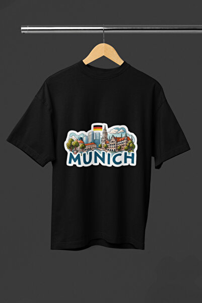 MAGORS Munich Text Printed Oversize Unisex T-Shirt - City Themed Cotton Print...