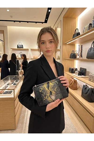 China Yellow and Black Snake Pattern Crossbody Handbag - Special Edition