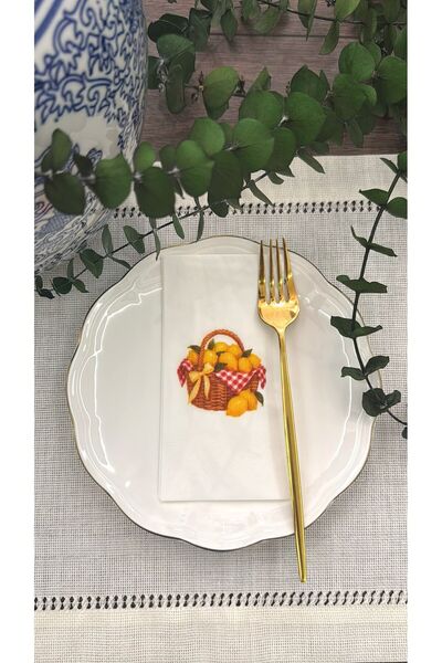 busrasdesign Lemon Basket Printed Presentation Napkins 16 Pieces
