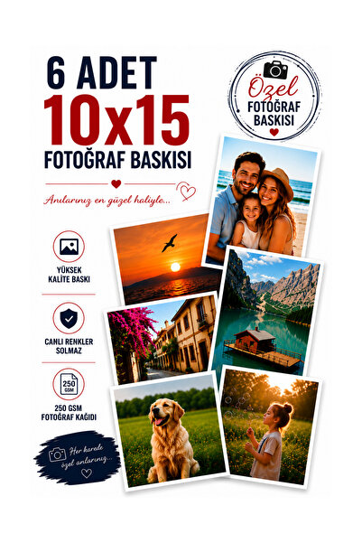 Rosaart 6 Adet 10x15 Fotoğraf Baskısı-Kişiye Özel Fotoğraf, Poster Baskı- 250...