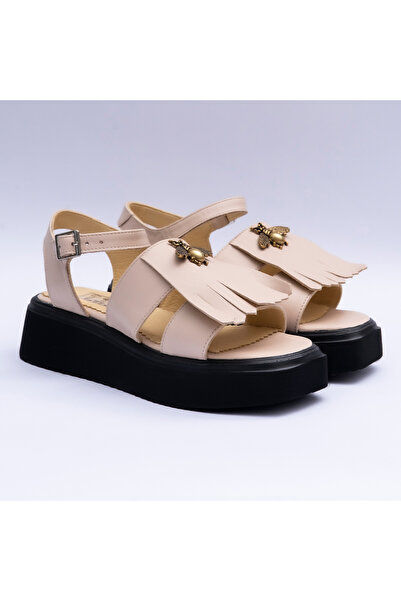VAGAM Women 'Sandals Made of Natural Leather Cream Box