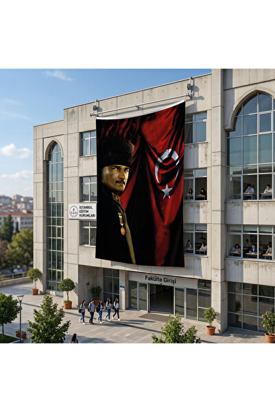 puntodizayn Türk Bayrağı Kalpaklı Atatürk Fotoğraflı Türkiye Bayrağı Poster B...