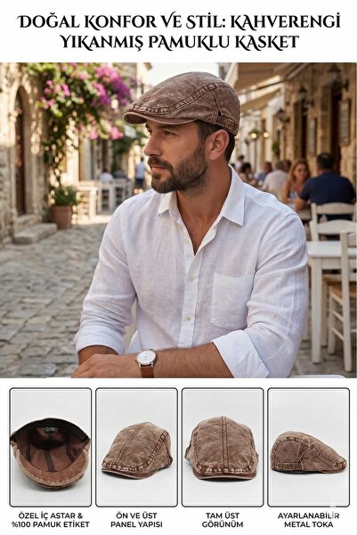 Hat Town Unisex Vintage Canvas Cap - 100% Cotton Adjustable Flat Cap