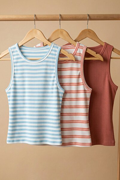 COTENCONCEPT 3 piese Tricou cu bretele din amestec de viscoză, cu nervuri