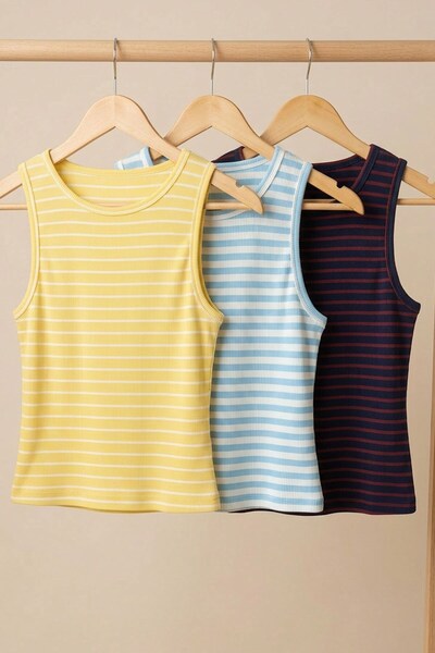 COTENCONCEPT 3 piese Tricou cu bretele din amestec de viscoză, cu nervuri