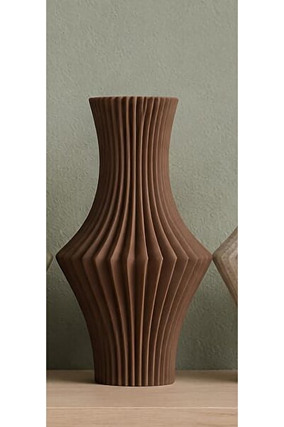 HANART Modern dekoratif şık vazo 20 cm kahverengi