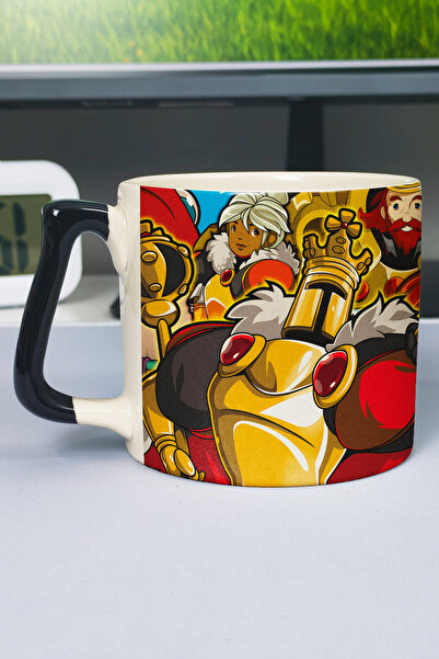 ZipZap كوب سيراميك فاخر مطبوع عليه Shovel Knight (قطعة واحدة) بمقبض أسود خاص ...