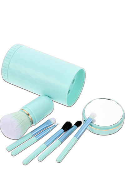 Yallabena Portable Makeup Brush Set – Blue Nano Fiber & Wool Bristles