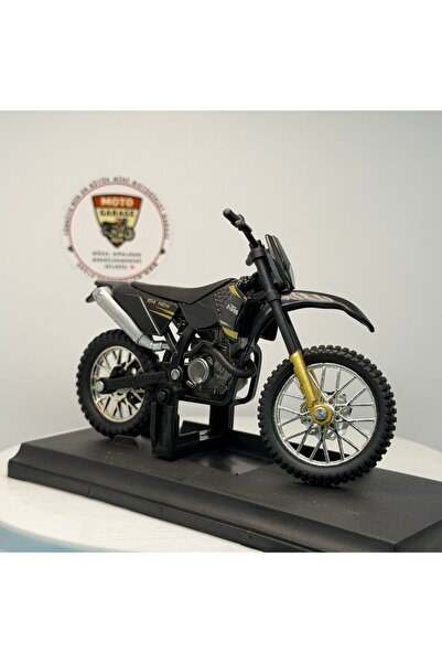 MotoGarage Alloy Model Siyah Enduro Cross 1:18 Ölçek (12cm) Standlı Metal Die...