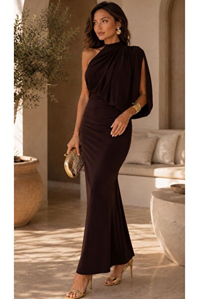 Rora Bordu One-Shoulder Draped Stylish Elegant Long Evening Dress / Event Dress
