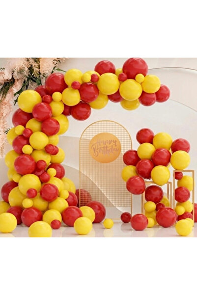 Partihane Galatasaray Themed Yellow Red Chain Balloon Set