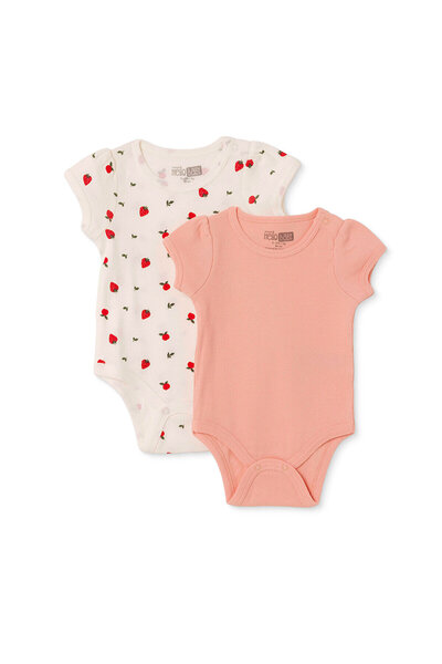 ebebek Hello Baby HelloBaby Kız Bebek 2li Body Çıtçıtlı Çıtçıtlı Yaka Kısa Kol