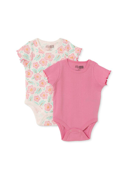 ebebek Hello Baby HelloBaby Kız Bebek 2li Body Çıtçıtlı Çıtçıtlı Yaka Kısa Kol