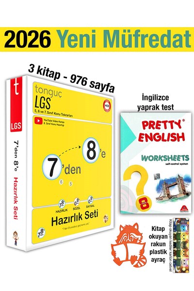 Tonguç Yayınları 7'den 8'e Hazırlık Seti 2026 Yaz Tatili 8. Sınıf İngilizce Y...