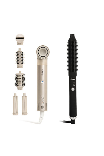 Clara Hair Styling & Straightening Kit - Multi-Use Dryer & Slim Thermal Brush...