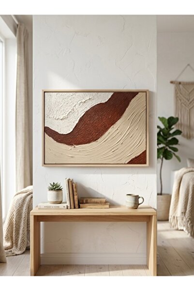Handmade El Yapımı Rölyef Dokulu Tablo – Modern Soyut Kahve Krem Tonlu Canvas...