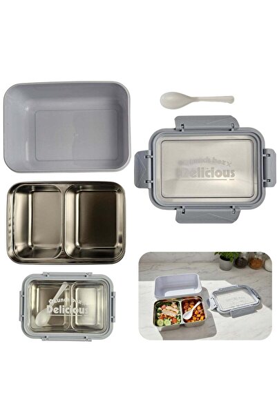 SOBHYS Stainless Steel Lunch Box with Removable Inner Tray, Leak-Resistant Si...