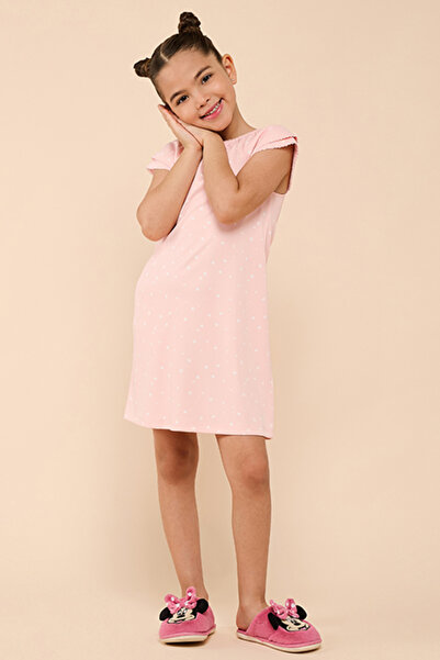 R&B Printed Dress with Crew Neck and Short Sleeves