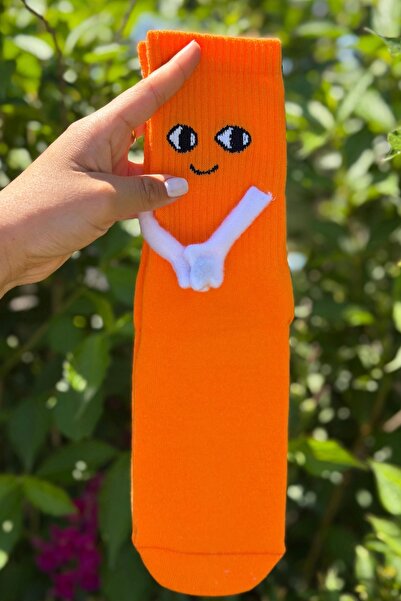 LouSocks Unisex Orange Holding Hands - Holding Hands Socks 1 Pair - Cute Face...