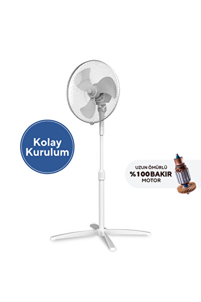 KUMTEL 16 İnç Ayaklı Vantilatör 40 W,3 Kanatlı, 3 Pervaneli, 120 cm Ayarlanab...