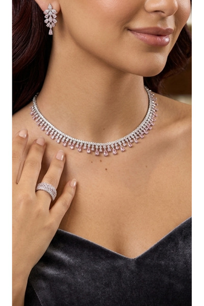 Benola Brand Full Set Light Pink and Silver Zircon Stone